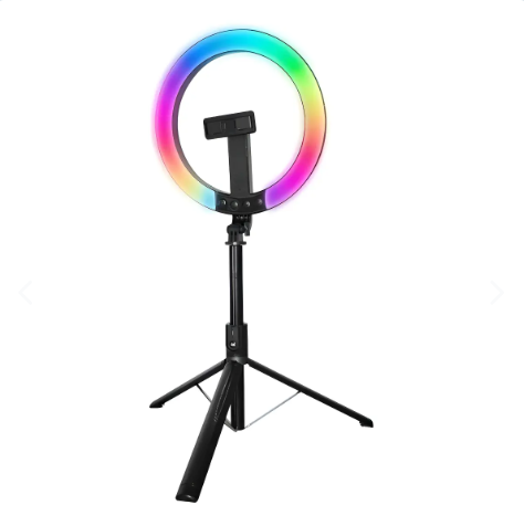 Aro de Luz Multicolor 26 cm + Trípode 2 metros + Soporte Celular