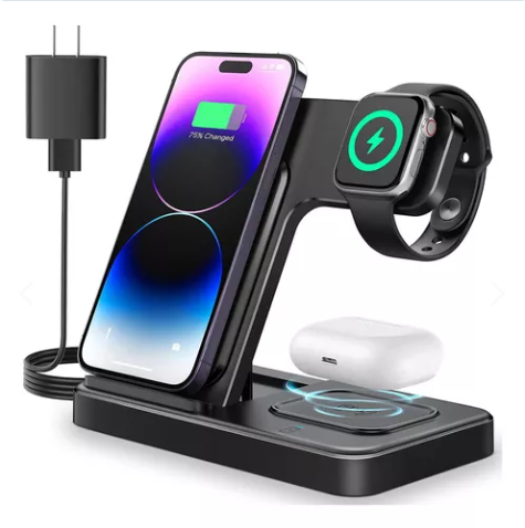 Cargador Inalámbrico 3 en 1 - Carga tu Celular, Reloj y Audífonos